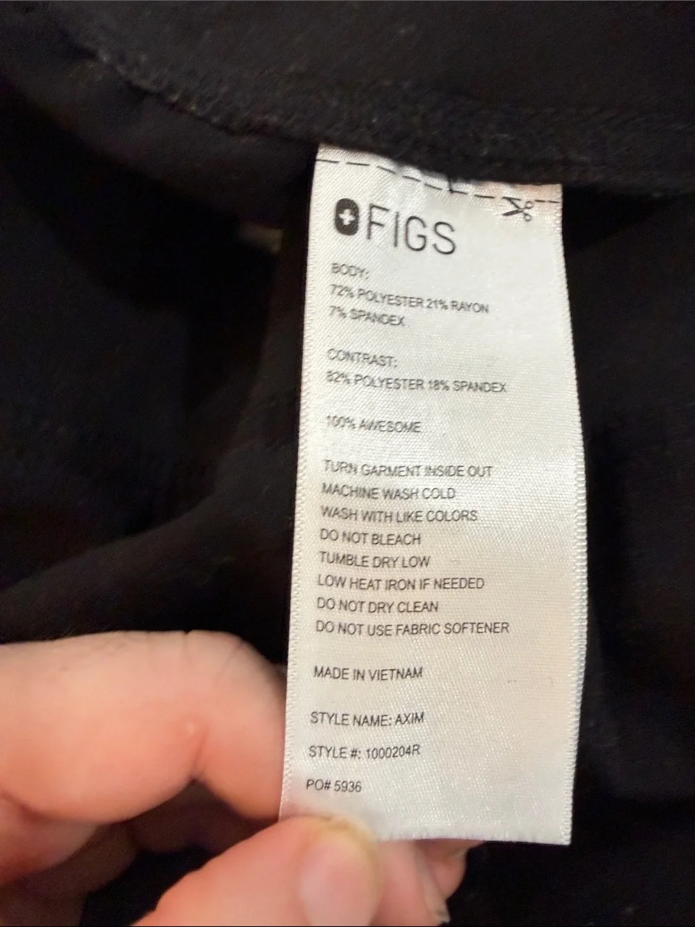 FIGS Axim Straight-Leg Scrub Pant Black Cargo Pockets Technical Collection L